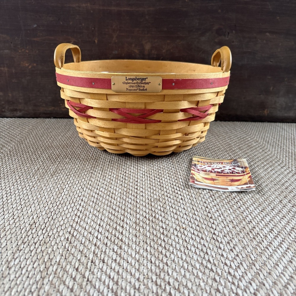 Longaberger Handwoven Christmas Collection 1999 Edition Popcorn Basket